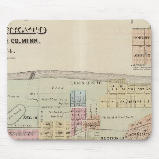 Map of the City of Mankato, Minnesota Mouse Mat (Front)