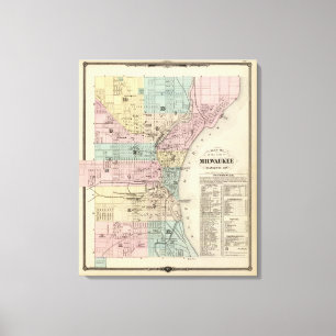 Map of the City of Milwaukee, Milwaukee Co Canvas Print