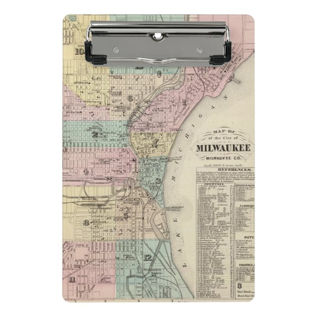 Map of the City of Milwaukee, Milwaukee Co Mini Clipboard (Front)