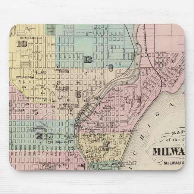 Map of the City of Milwaukee, Milwaukee Co Mouse Mat (Front)