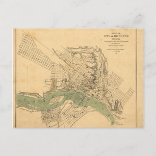 Map of the city of Richmond, Virginia (1858-1864) Postcard