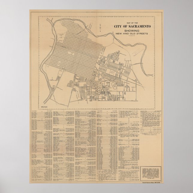Map of the City of Sacramento, 1916 Poster (Front)
