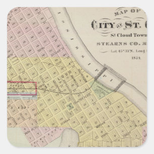 Map of the City of St. Cloud, Minnesota Square Sticker