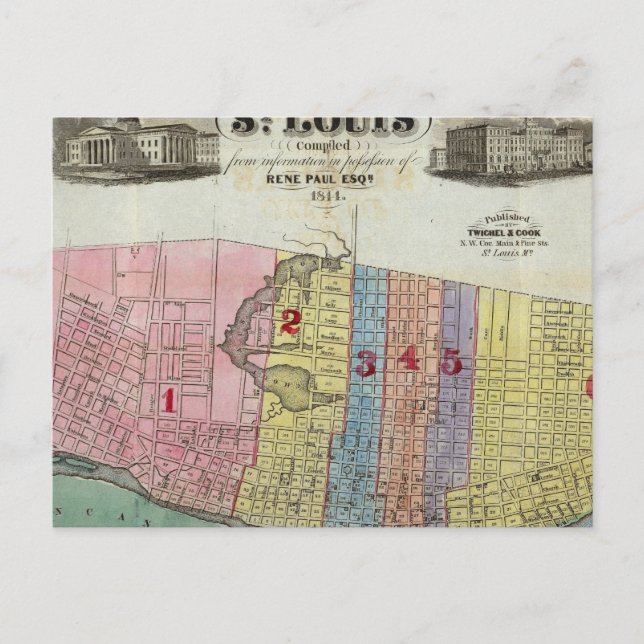 Map of The City of St. Louis Postcard (Front)