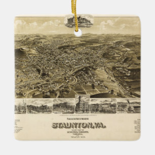 Map of the City of Staunton, Virginia (1891) Ceramic Ornament