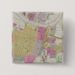 Map of the City of Topeka 15 Cm Square Badge