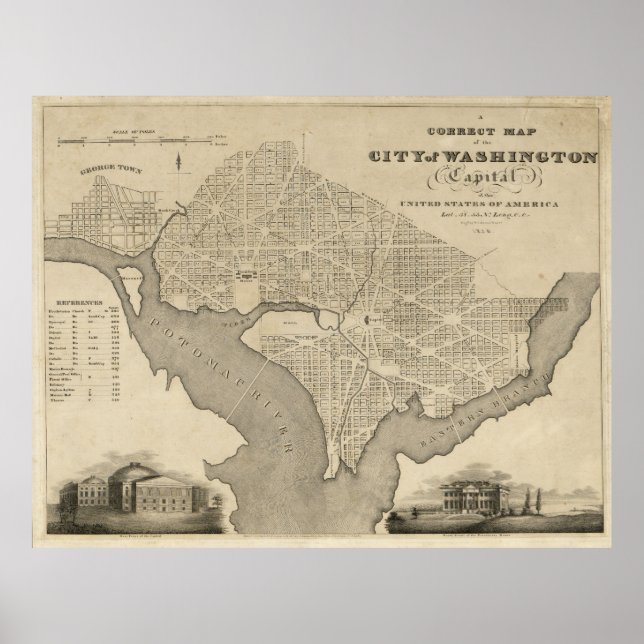 Map of the City of Washington D.C. (1820) Poster (Front)