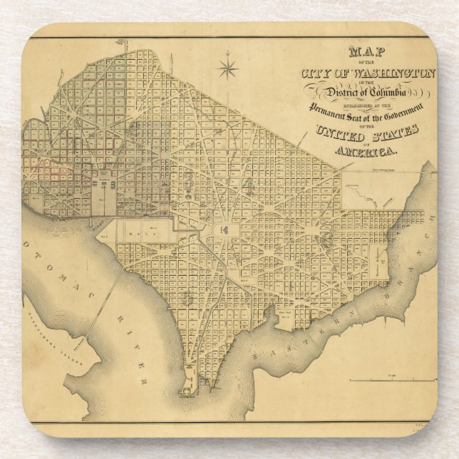 Map of the City of Washington D.C. (1839) Coaster (Front)