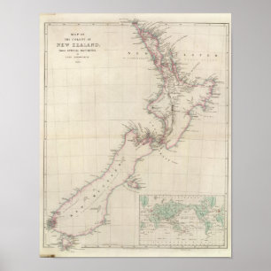 Map of the Colony of New Zealand Poster