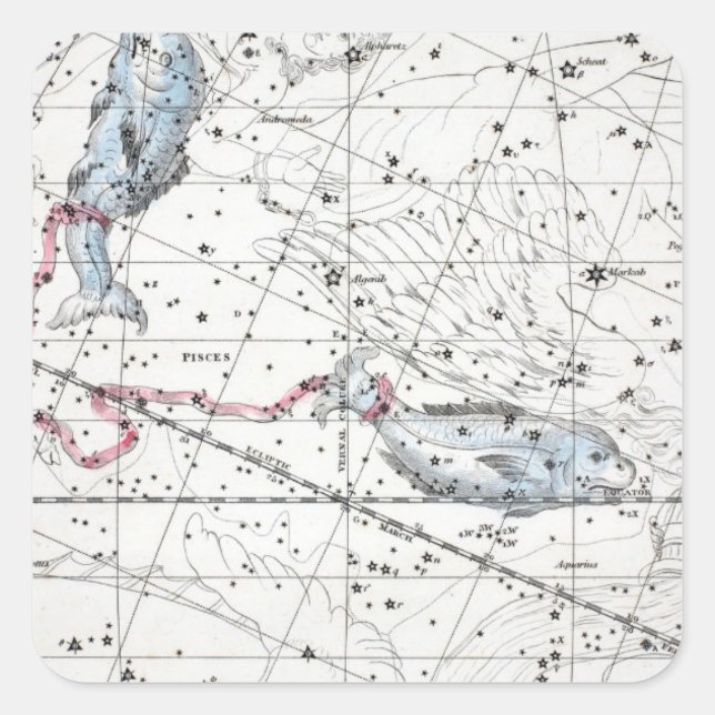 Map of The Constellations Plate XXII Square Sticker (Front)