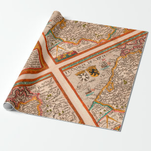 Map of the county of Flanders (1609) Wrapping Paper
