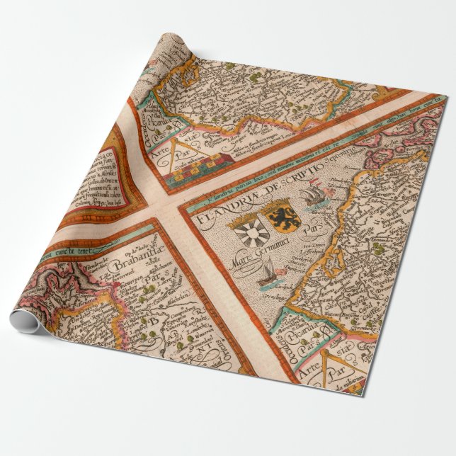 Map of the county of Flanders (1609) Wrapping Paper (Unrolled)