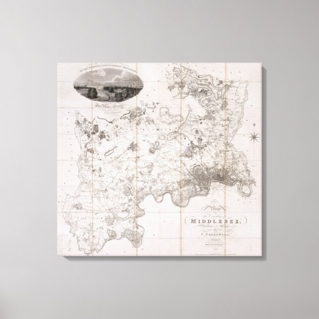 Map of the County of Middlesex, published 1819 (pr Canvas Print (Front)