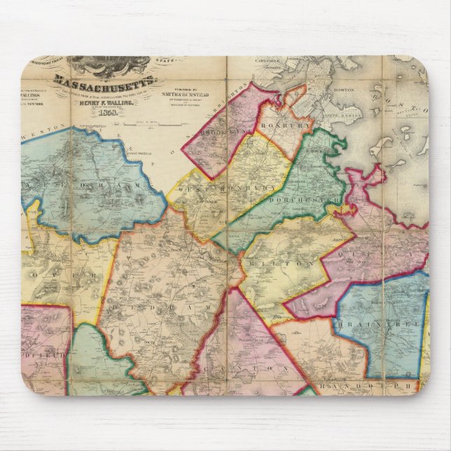 Map of the County of Norfolk, Massachusetts Mouse Mat (Front)