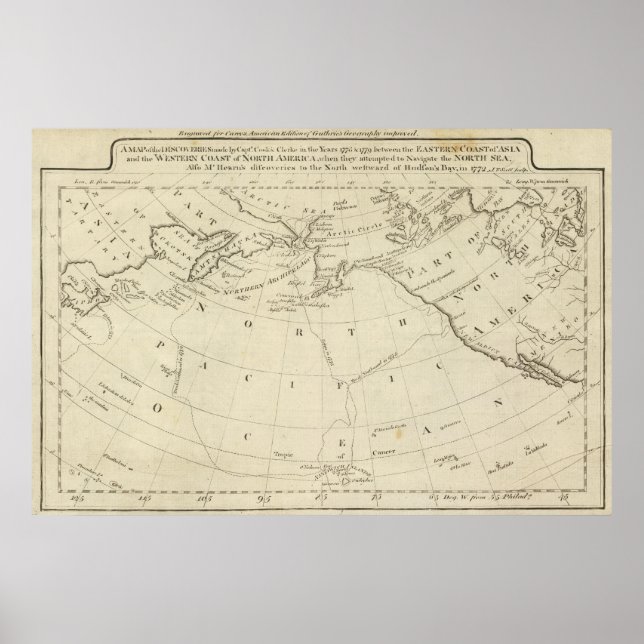 Map of the Discoveries made by Cook and Clerke 2 Poster (Front)