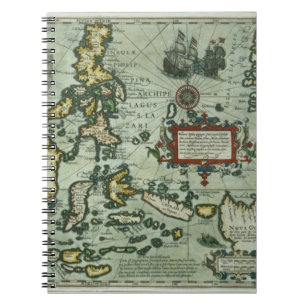 Map of the East Indies, pub. 1635 in Amsterdam (ha Notebook
