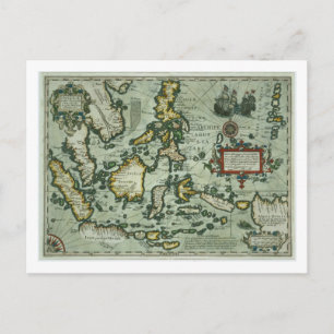 Map of the East Indies, pub. 1635 in Amsterdam (ha Postcard