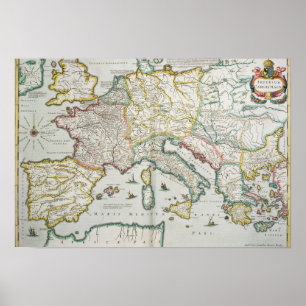 Map of the Empire of Charlemagne Poster