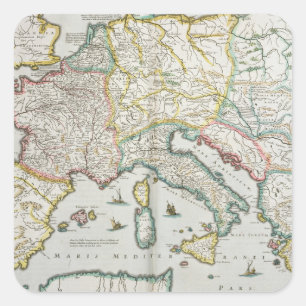 Map of the Empire of Charlemagne Square Sticker