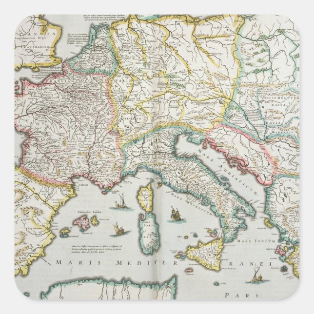Map of the Empire of Charlemagne Square Sticker (Front)