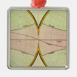 Map of the equater metal tree decoration
