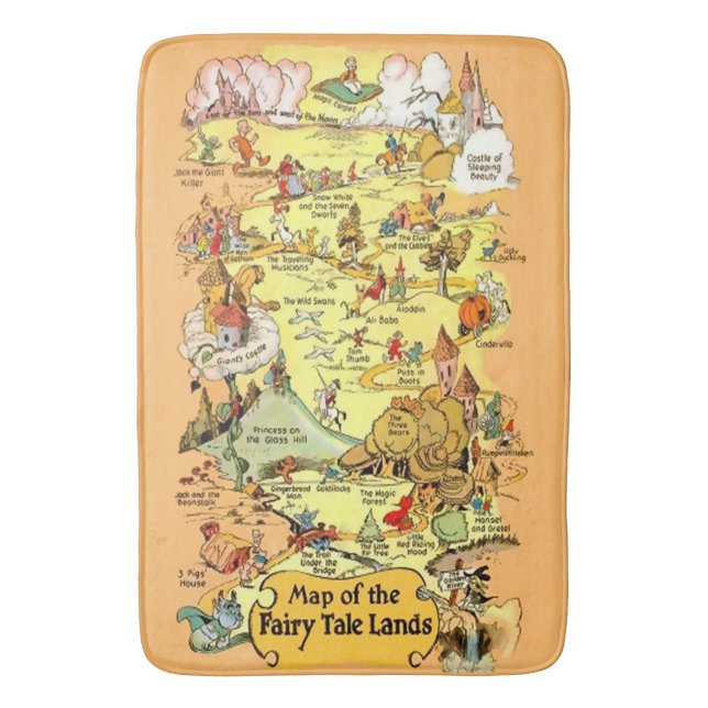 Map of the Fairy Tale Lands Bath Mat (Front Vertical)