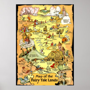 Map of the Fairy Tale Lands (in 23 sizes) Poster