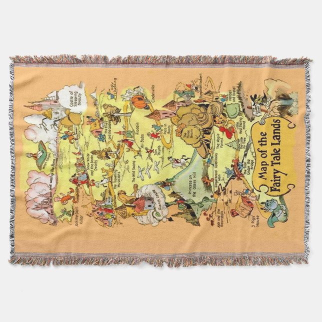 Map of the Fairy Tale Lands Throw Blanket (Front)