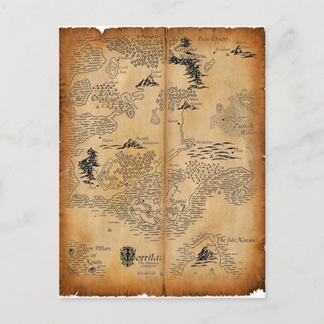 Map of the Forsaken Continent Postcard (Front)