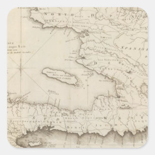 Map Of the French Part Of St Domingo Square Sticker