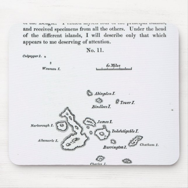 Map of the Galapagos Archipelago, 1844 Mouse Mat (Front)