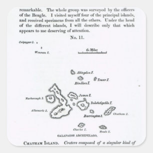 Map of the Galapagos Archipelago, 1844 Square Sticker