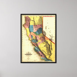 Map of the Gold Region in California (1851) Canvas Print