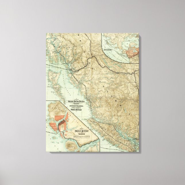 Map Of The Grand Trunk Pacific Railway Canvas Print (Front)