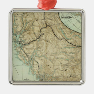 Map Of The Grand Trunk Pacific Railway Metal Tree Decoration