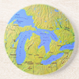 Map of The Great Lakes Design Coaster