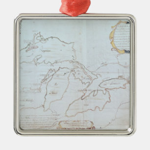 Map of the Great Lakes Metal Tree Decoration