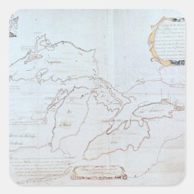 Map of the Great Lakes Square Sticker (Front)