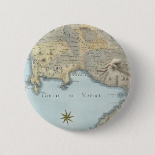 Map of the Gulf of Naples and Surrounding Area 6 Cm Round Badge