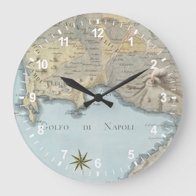 Map of the Gulf of Naples and Surrounding Area Large Clock (Front)