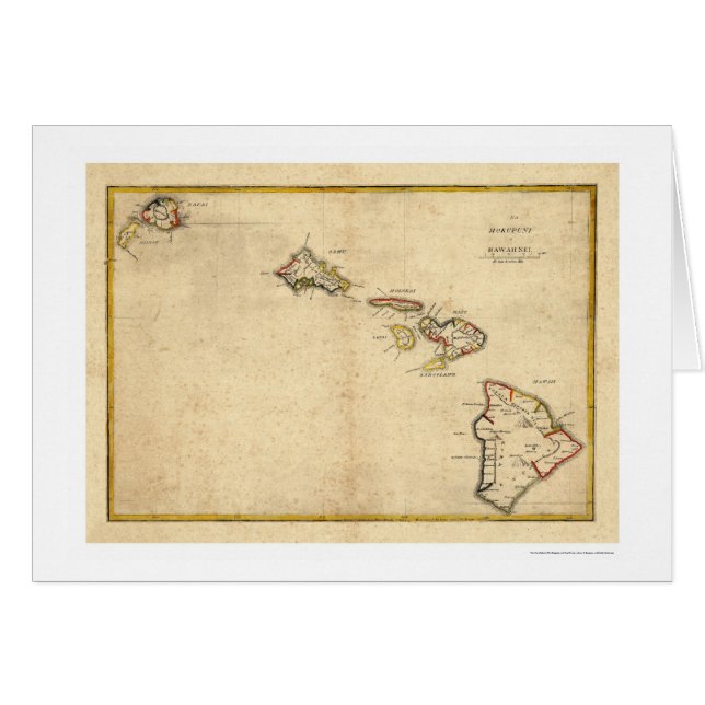 Map of the Hawaiian Islands by Kalama 1837 (Front Horizontal)