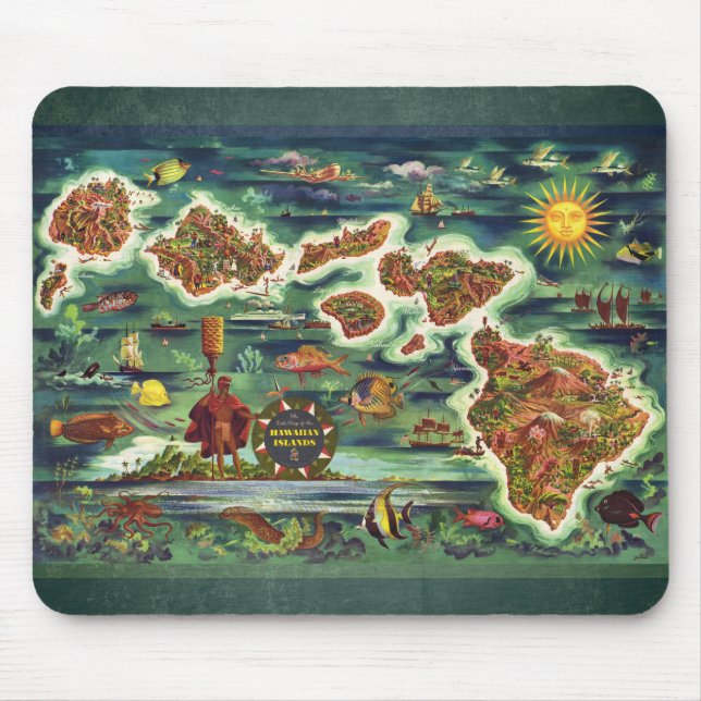 Map of the Hawaiian Islands Mouse Mat (Front)