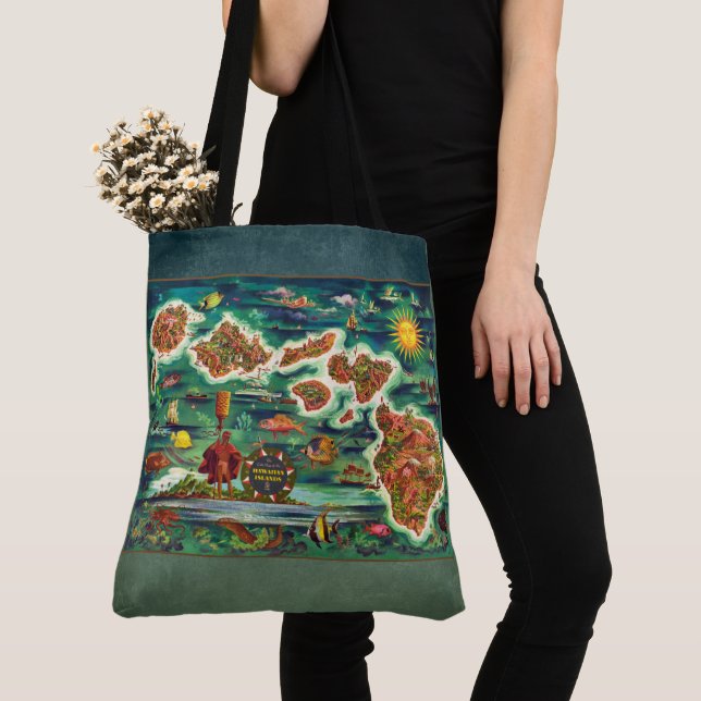 Map of the Hawaiian Islands Tote Bag (Close Up)