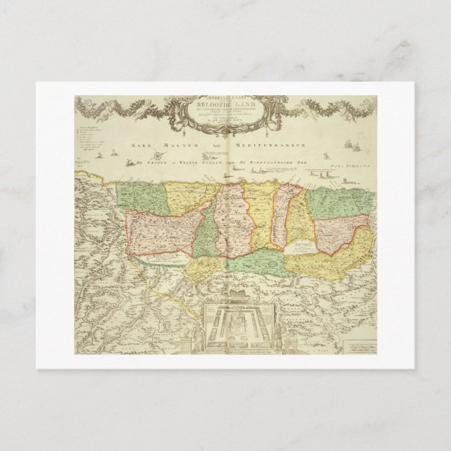 Map of the Holy Land, pub. by Jan Barend Elwe, Ams Postcard (Front)