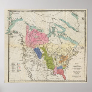 Map of the Indian Tribes of North America Poster