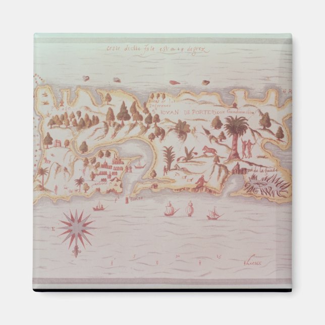 Map of the island of Puerto Rico, 1599 Magnet (Front)