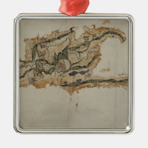Map of the island of Santo Domingo Metal Tree Decoration