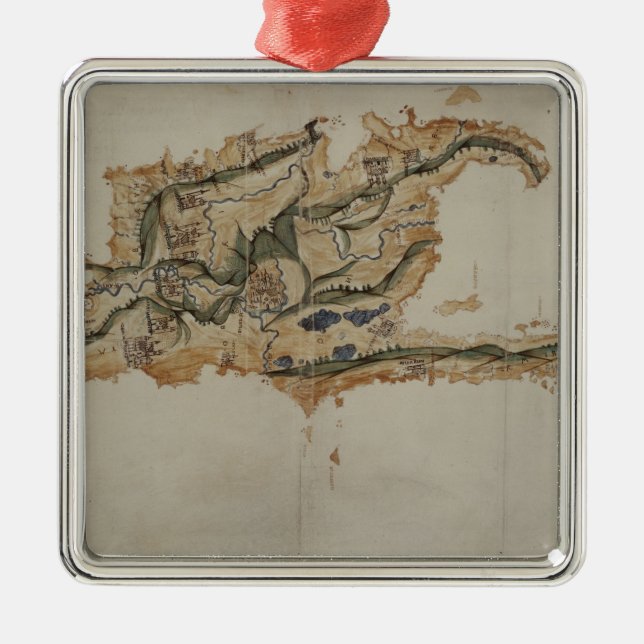 Map of the island of Santo Domingo Metal Tree Decoration (Front)