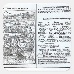Map of the Island of Utopia and its Alphabet Square Sticker