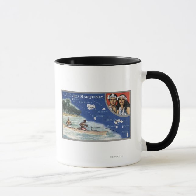 Map of the Islands, Natives in a Canoe Mug (Right)